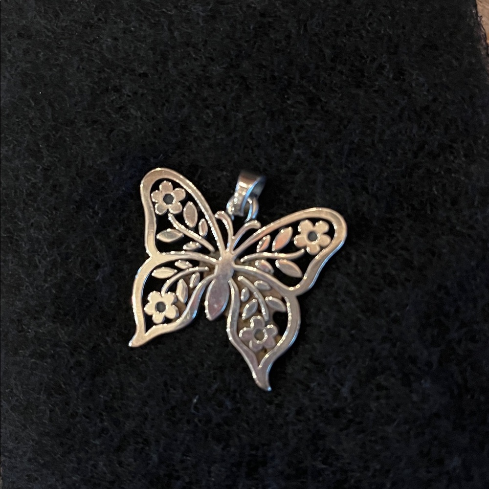 Retired James Avery Silver Flower Butterfly Pendant
